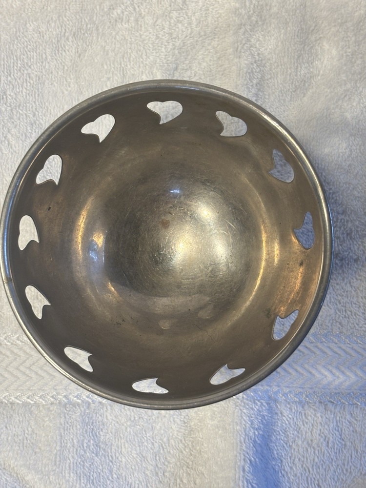 Vintage SILVERPLATED Heart Shape cut out Footed Nut/Candy/Decor Bowl-India