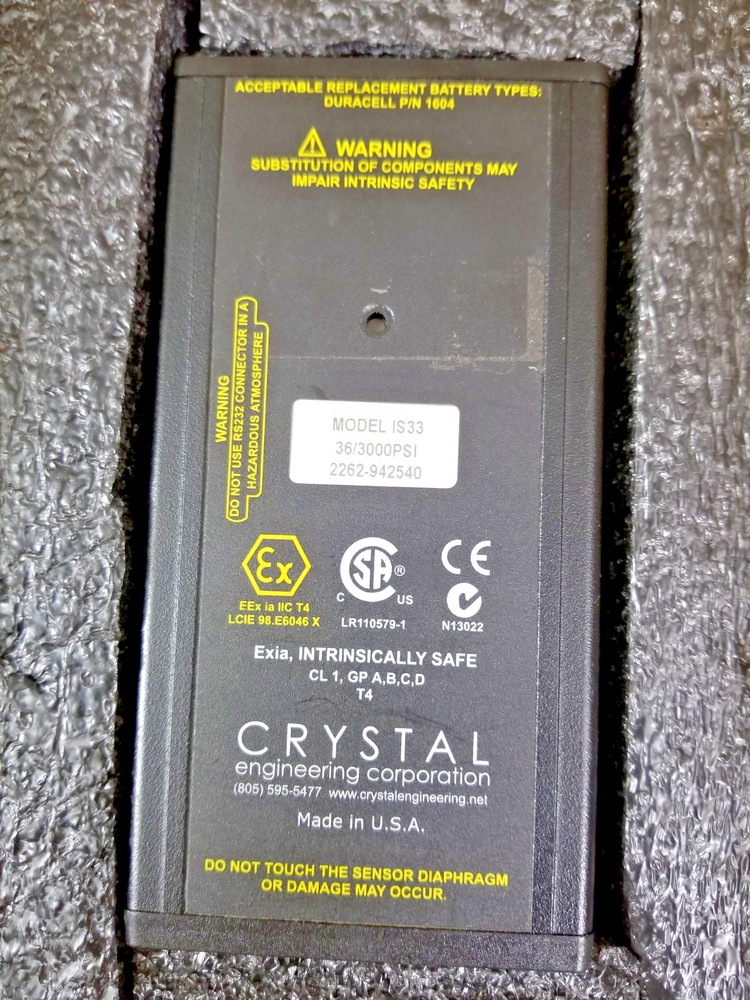 Crystal Engineering Model IS33 Dual Sensor Calibration Gauge 36/3000 PSI