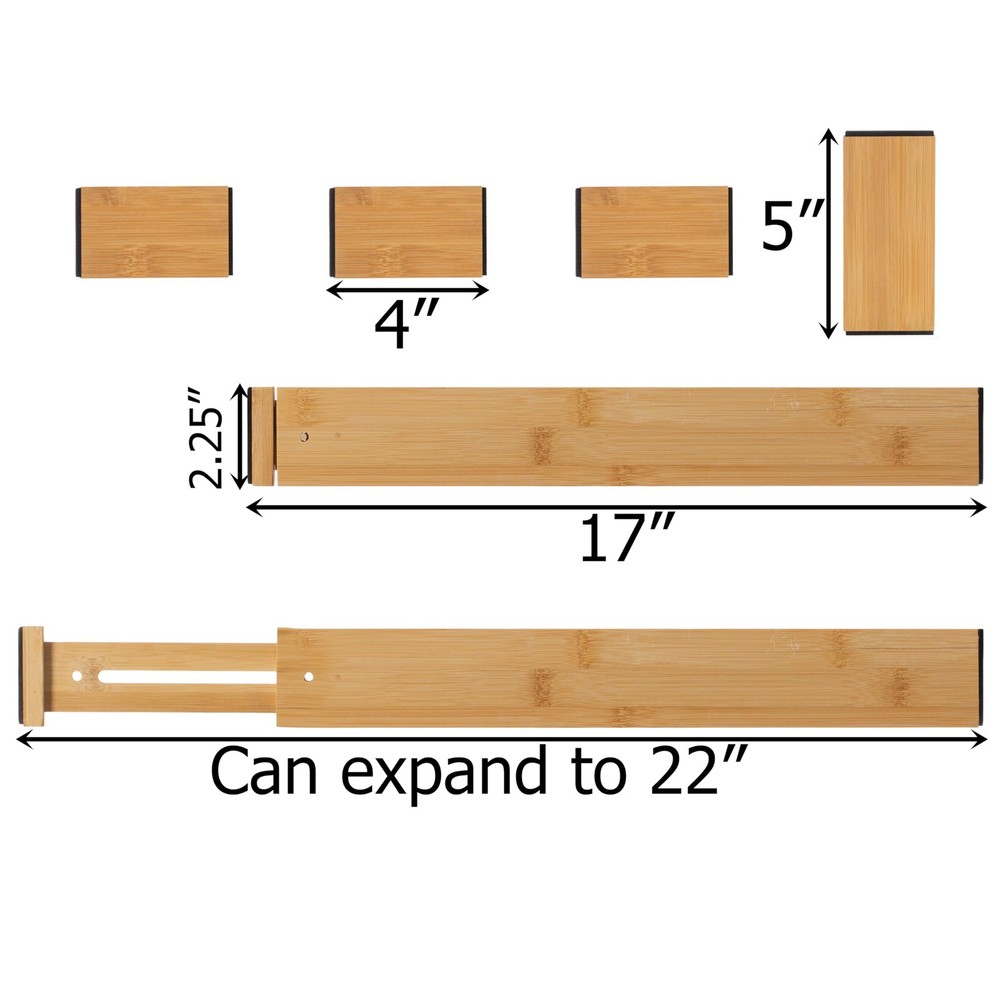 Expandable & Adjustable Drawer Organizer with 4 Dividers & 4 Inserts Storage ...