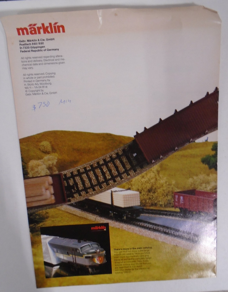 MARKLIN TOTAL PROGRAM 1991/92 E-I MODEL RAILWAY PAPERBACK CATALOG 100 YEARS