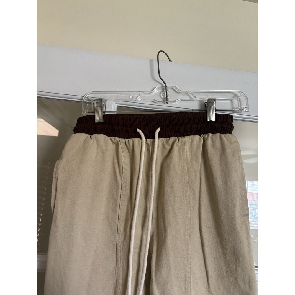 Urkool jogger pants khaki drawstring zipper bottom medium men’s