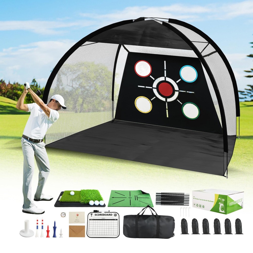 Golf Net, Pro-Grade 10x7 FT Golf Practice Net Kit with 2-in-1 Replaceable Non...