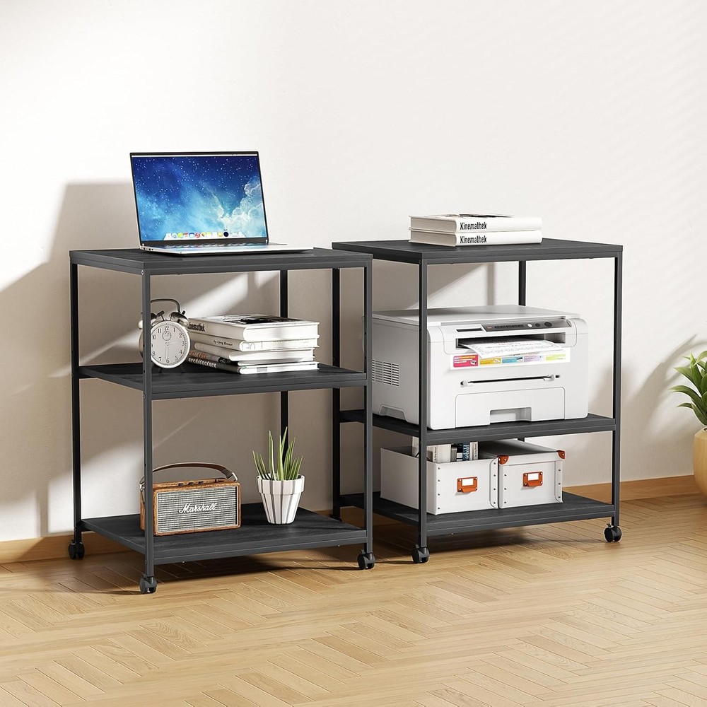 Large Printer Stand W/ Wheels 3 Tier Printer Table Home Office Rolling Printer