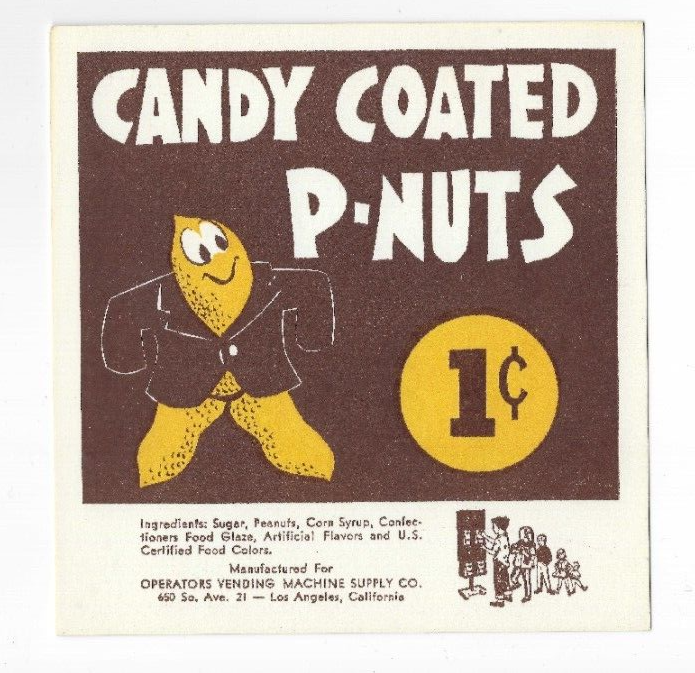 4 DIFFERENT VENDING MACHINE PLACARDS FOR CANDY COATED PEANUTS 4 CARDS