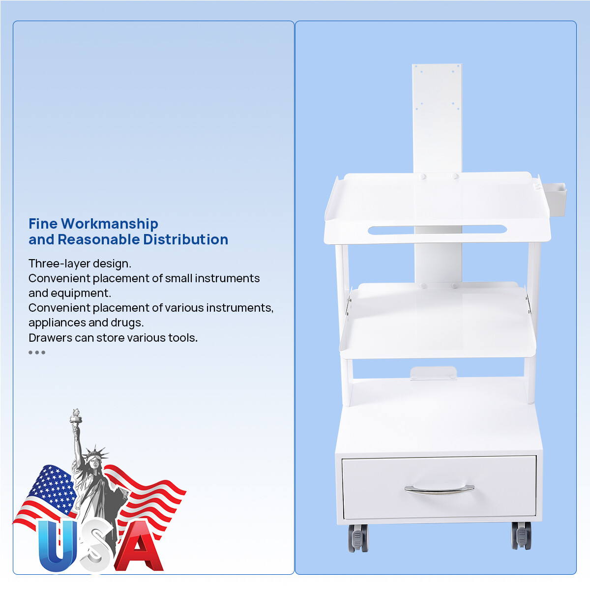 Dental Mobile RollingTrolley Cart /Medical Utility Cart fit Intra Scanner