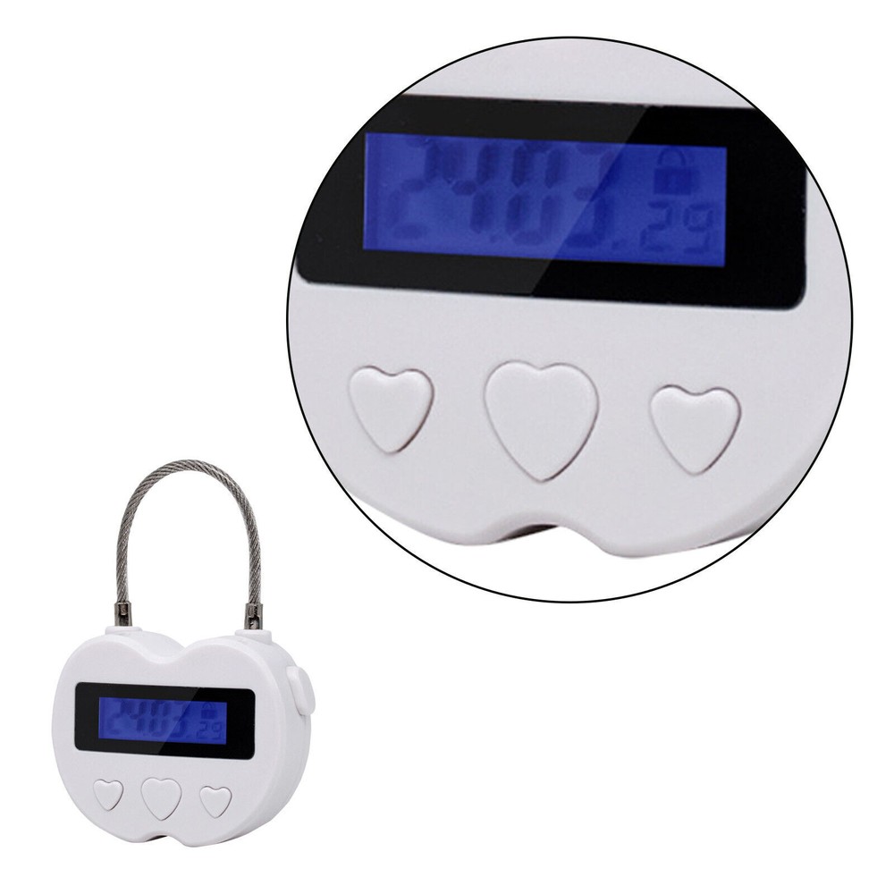 2x White USB Rechargeable Smart Times Lock LCD Display Temporary Timer Padlock