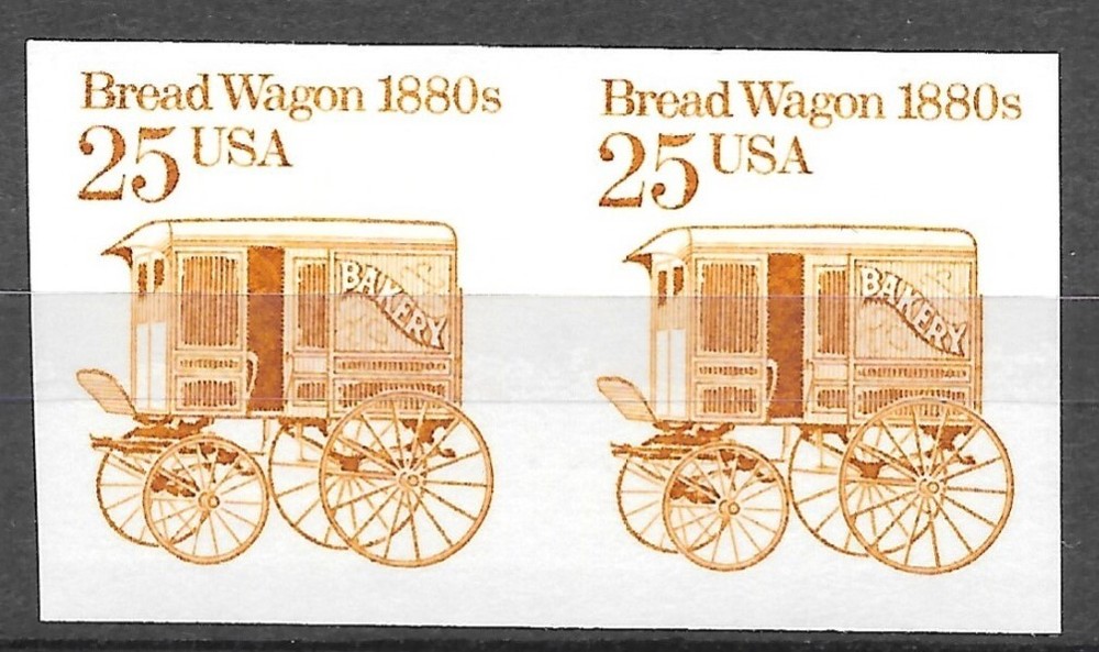 IMPERFORATE Scott #2136a, 25c Bread Wagon With Block Tagging Shift MNH,