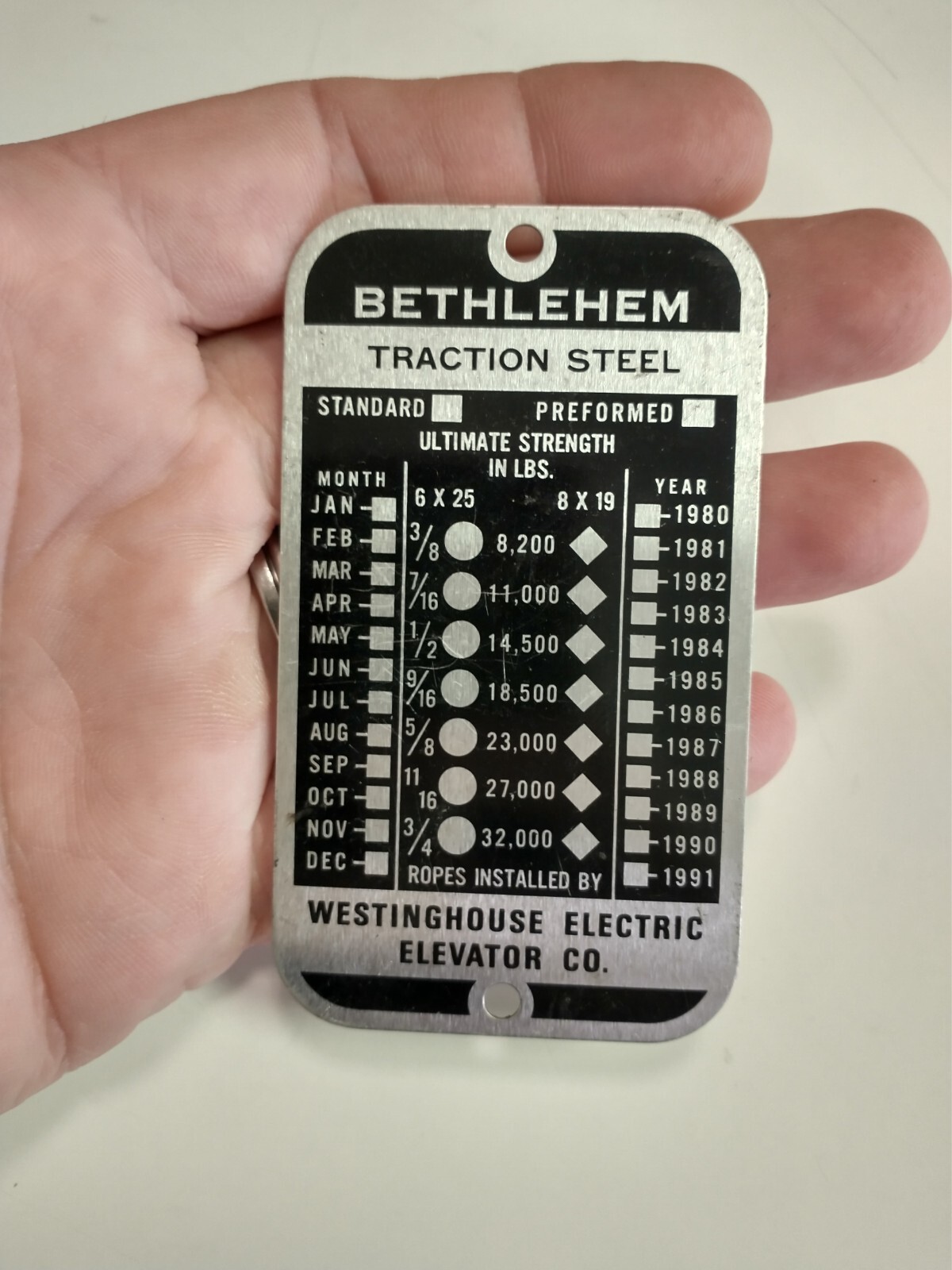 Vtg Bethlehem Steel Traction Steel Plate. Westinghouse Electric Elevator Corp