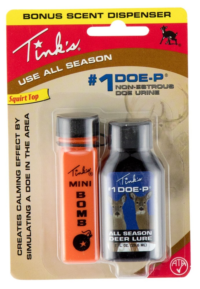 Tink's #1 Doe-P features a distinctive smell that makes deer curious. Simulating