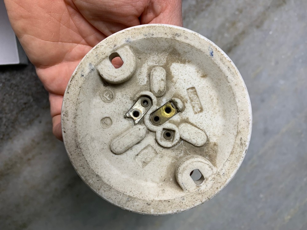 Antique Art Deco Porcelain Ceramic Light Socket Spider Web Octagon Octagonal