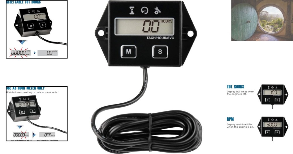 Multifunctional Hour Meter & Tachometer - Engine RPM and Maintenance Tracker