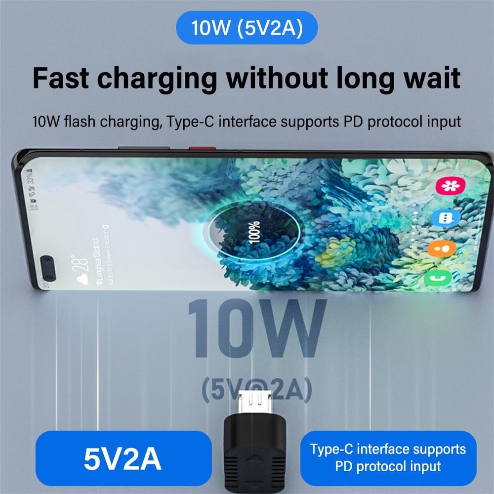 4-Pack Micro USB to USB-C Adapter 90/180° Angled Fast Charging 5V 2A