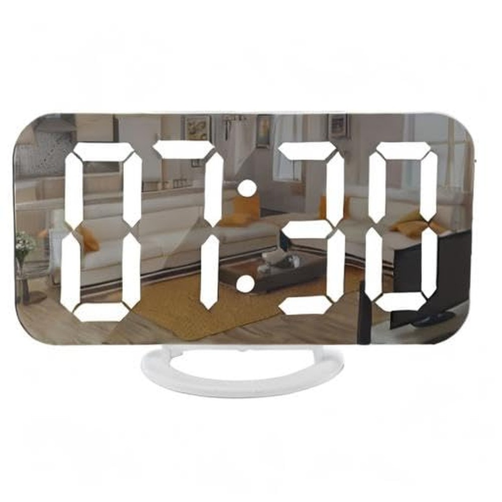 SZELAM Digital Clock Large Display, LED Electric Alarm Clocks Mirror Surface ...