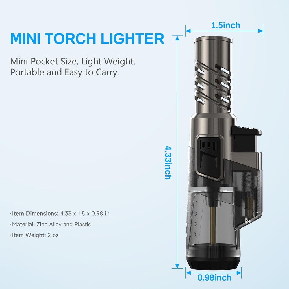 TOPKAY 2 Pack Torch Lighter Jet Flame Butane One Size, Black