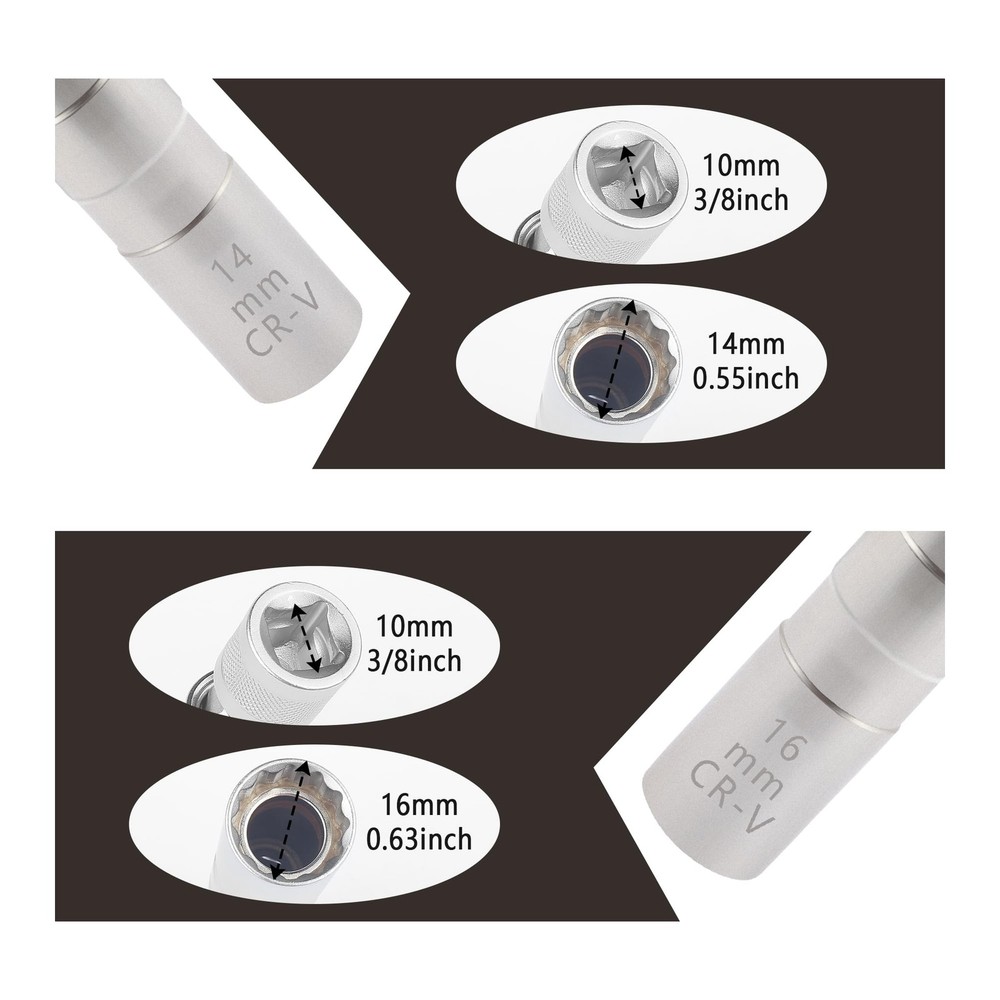 16mm14mm Spark Plug Socket,Thin Wall 12 Points 3/8 Drive Spark Plug Removal