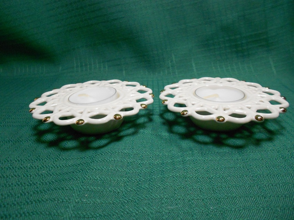 Lenox 2 Tealight Holders Snow Lights Shimmer