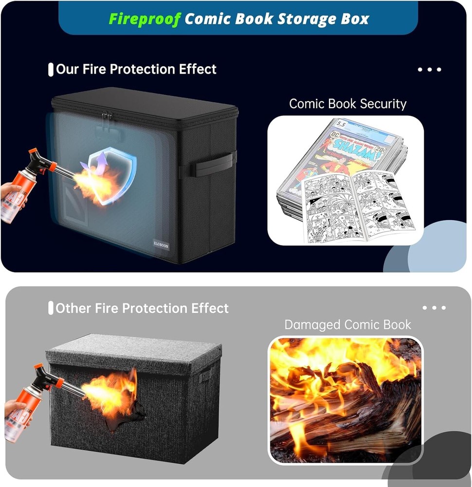 Fireproof Graded Comic Book Storage Box for 30 CGC Comics, Waterproof, Stackable