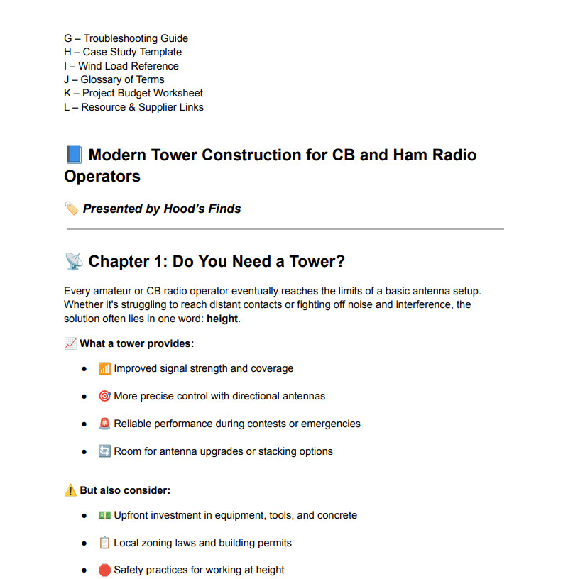 Modern Tower Construction Guide for Ham CB Radio Operators on CD-ROM