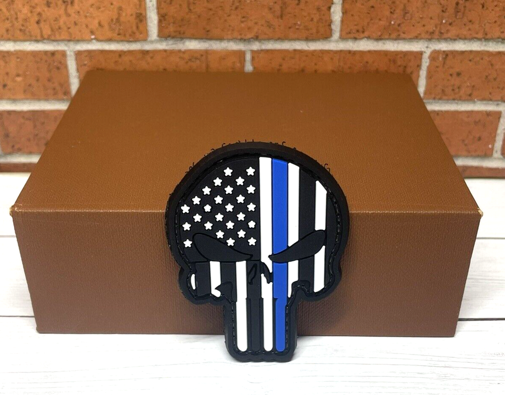 Punisher PVC Patch, Skull Tactical Morale Gun Thin Blue Line Punisher Patch