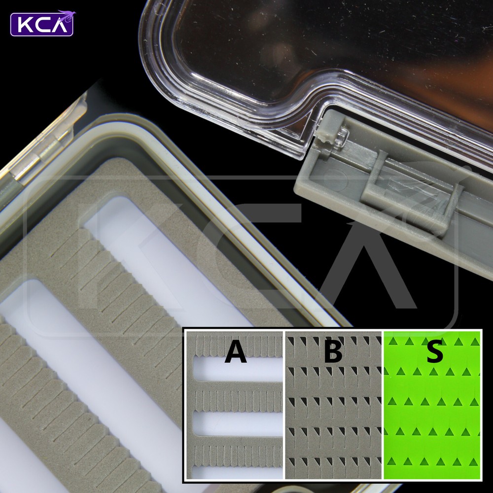 KCA Slim Fly Box, Waterproof, Clear Lid, 3 Sizes, 3 Inserts