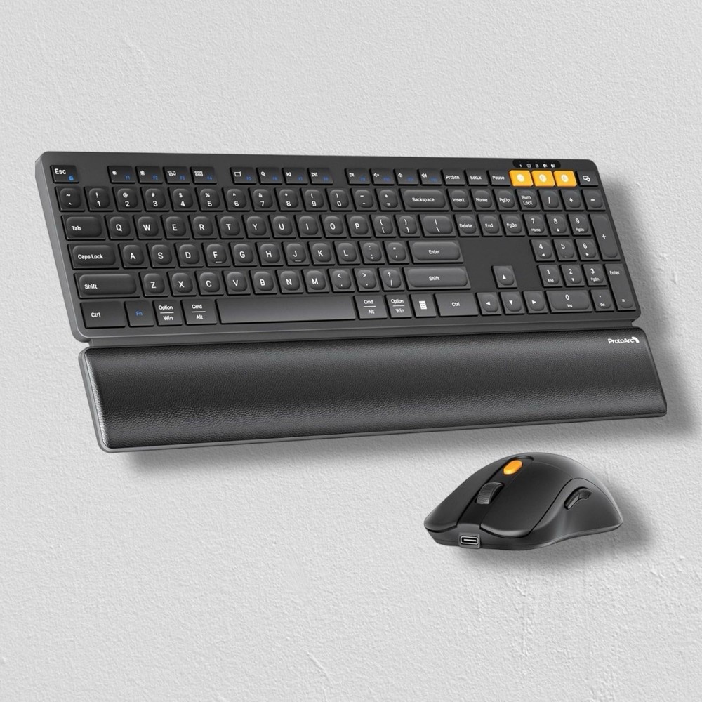 ProtoArc Wireless Keyboard and Mouse, KM60 Full-Size Bluetooth Keyboard Mouse