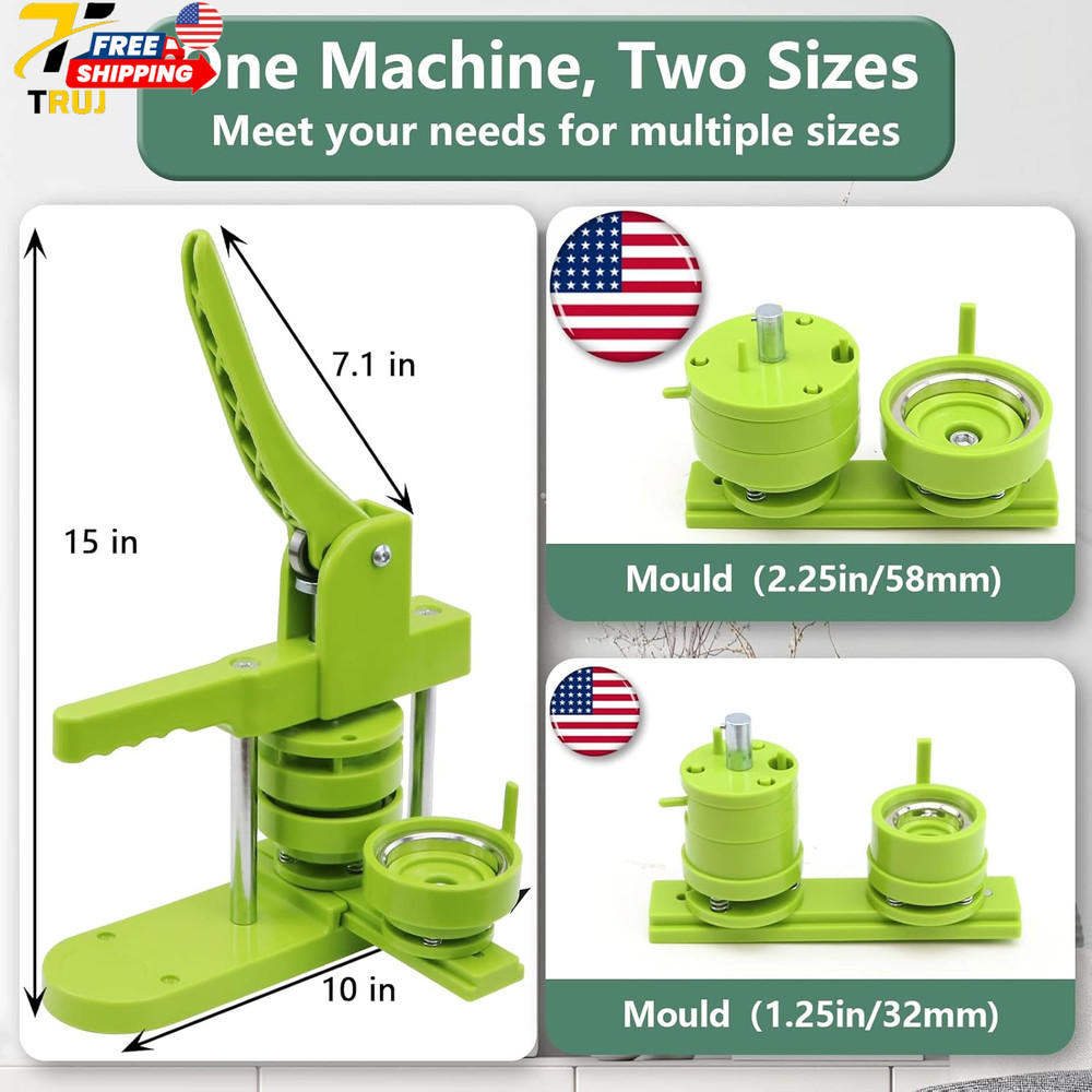 Button Maker Machine Multiple-Sizes Pin Maker Machine 1.25 Inch+2.25 Inch Interc