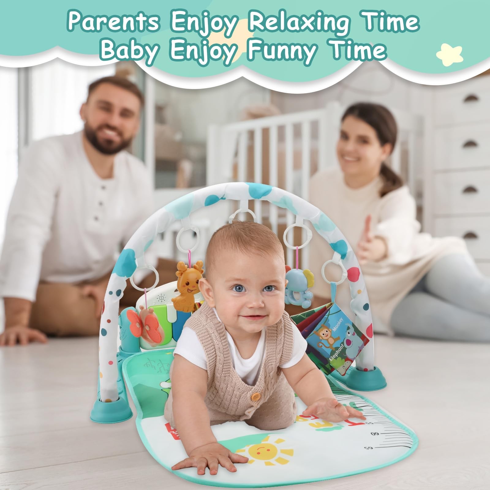 Baby Play Gym Mat, Play Activity Mat with Music and Lights, Piano Gym, Early ...