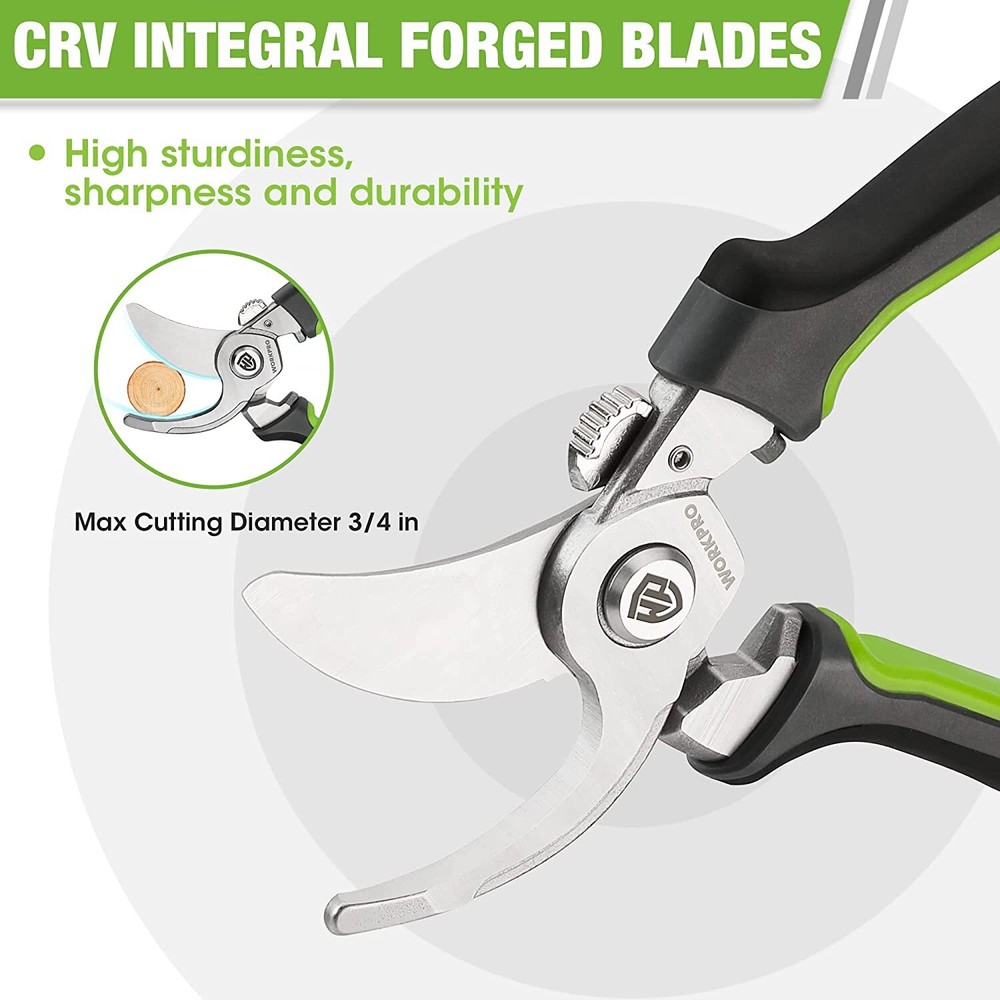 WORKPRO 8.5" Bypass Pruning Shears Garden Pruning Scissor Integral Forged Blades