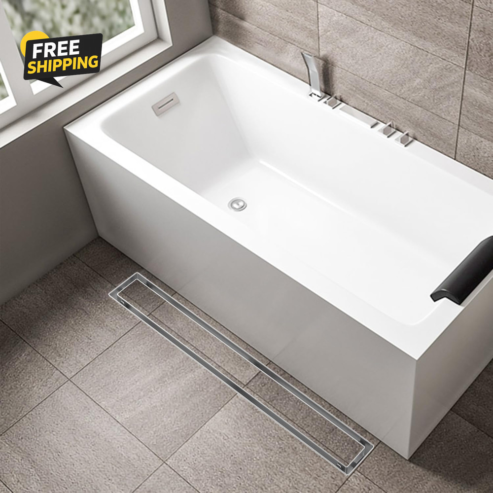 Linear Shower Drain 30 Inch Brushed Nickel with Tile Insert Rectangle Floor