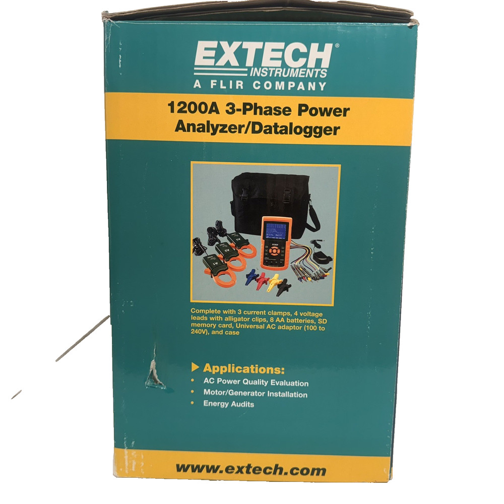 NEW OPEN BOX Extech 1200A 382100 3-Phase Power Analyzer/Datalogger
