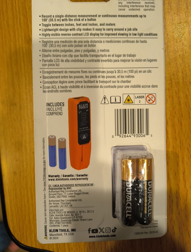 Klein Tools 93LDM100C Compact Laser Distance Measure