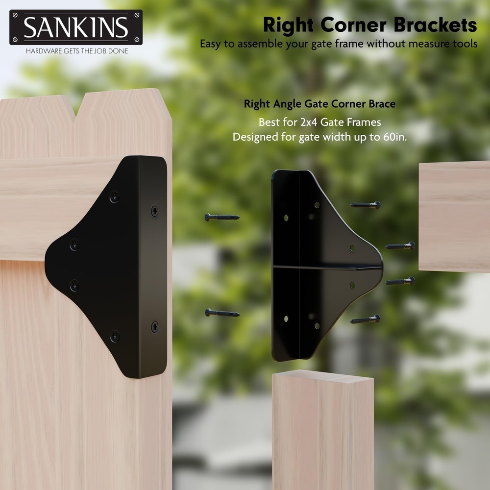 Anti Sag Gate Frame Kit Hardware, 90 Degree Right Angle Gate Hinges, Gate Fen...