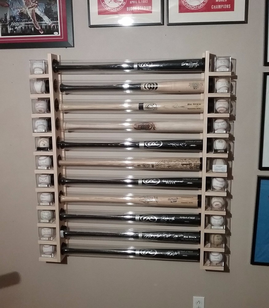3 Bat - Wood Baseball Bat Display Wall Rack - Wall Mount ( SEE DESCRIPTION )