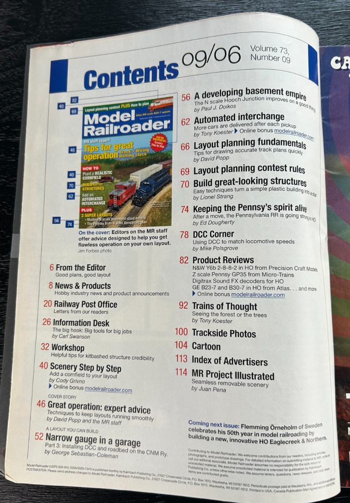 Model Railroader Magazine September 2006 Tips for Great Operation