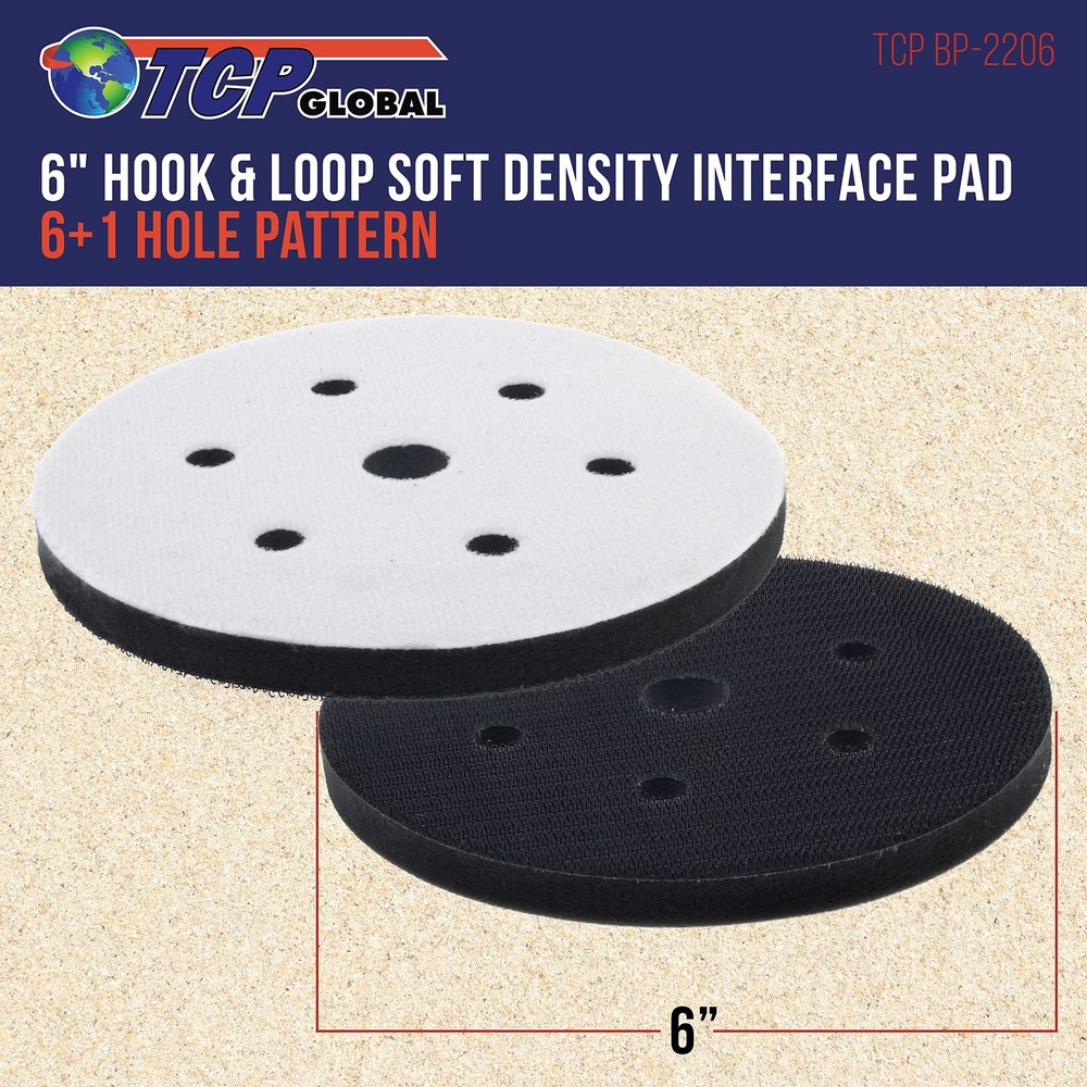 TCP Global 6" x 7/16" 10mm Thick Soft Density Interface Pad for DA Polishers...