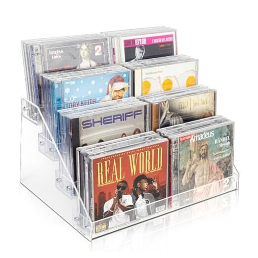 4-Tier CD Storage Organizer, Dvd Case Holder Organizer CD Holder for 32 CD