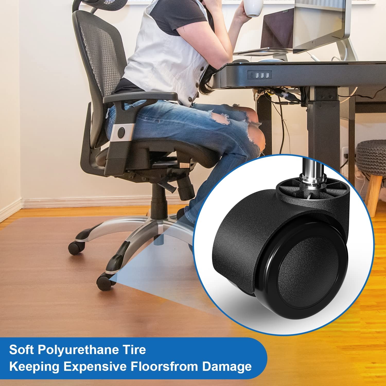 Office Chair Wheels Replacement 5 Pcs 2 Inch Office Chair Casters Heavy Duty