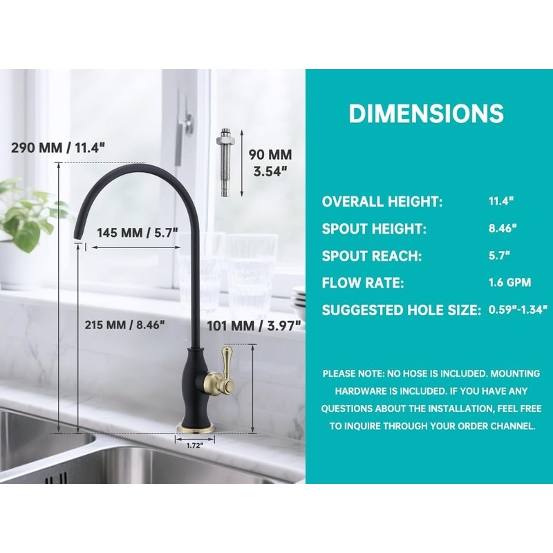 Solid Brass Water Filter Faucet 360 Swivel Easy Installation Kitchen Sink Use
