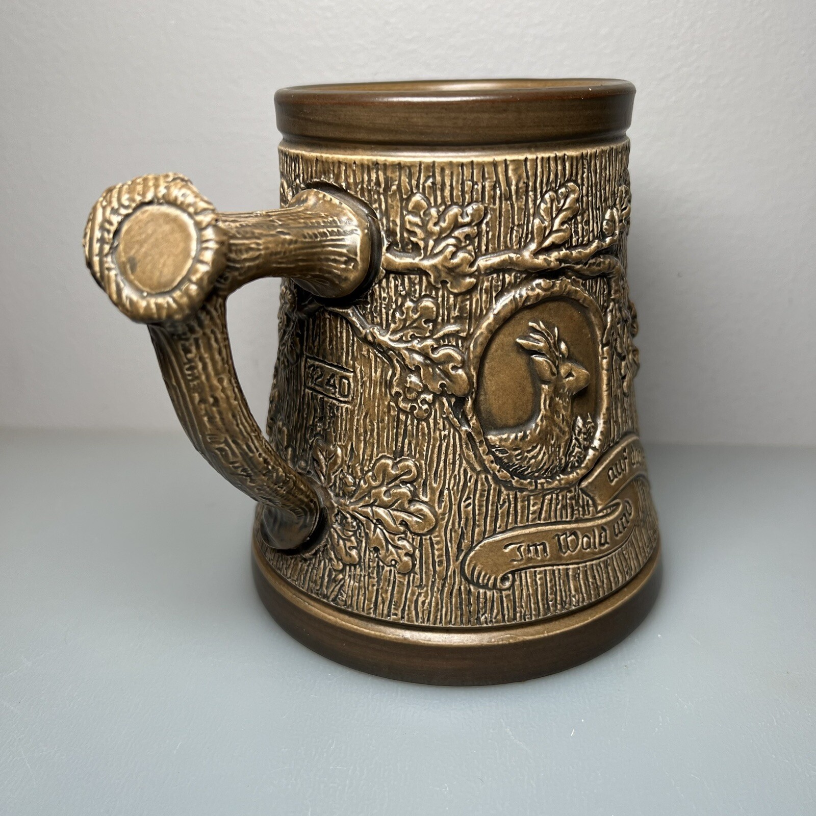 Western Germany Ceramic STAG ELK Beer STEIN MUG Hunter Dogs Black Forest German