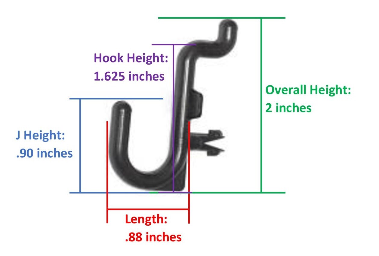 Plastic Black J Hook Peg Board Hook Tool Storage 100 Pack PEGBOARD NOT INCLUDED