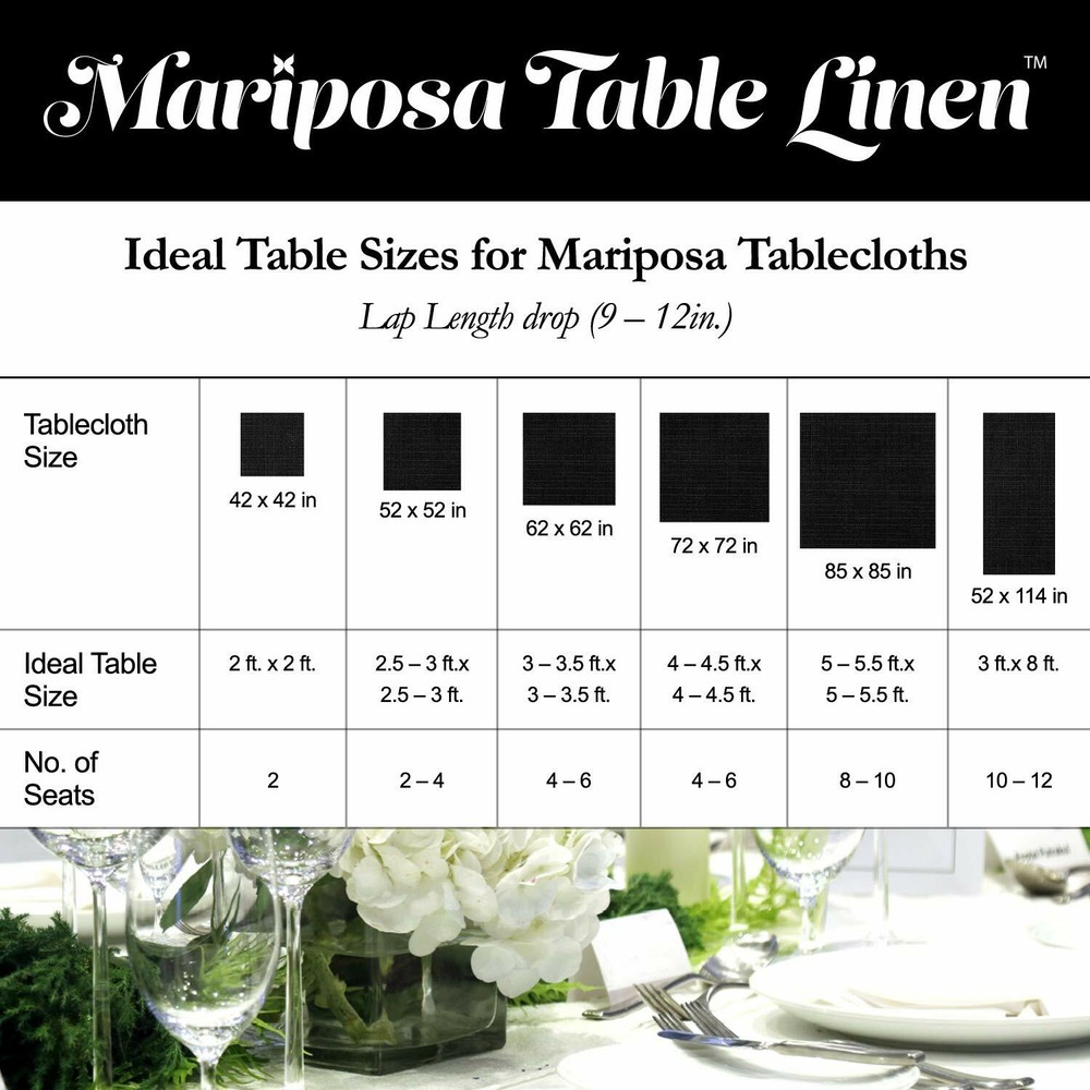 6 Pack of Arkwright Tablecloths - Polyester Reusable 85 x 85 - White or Black