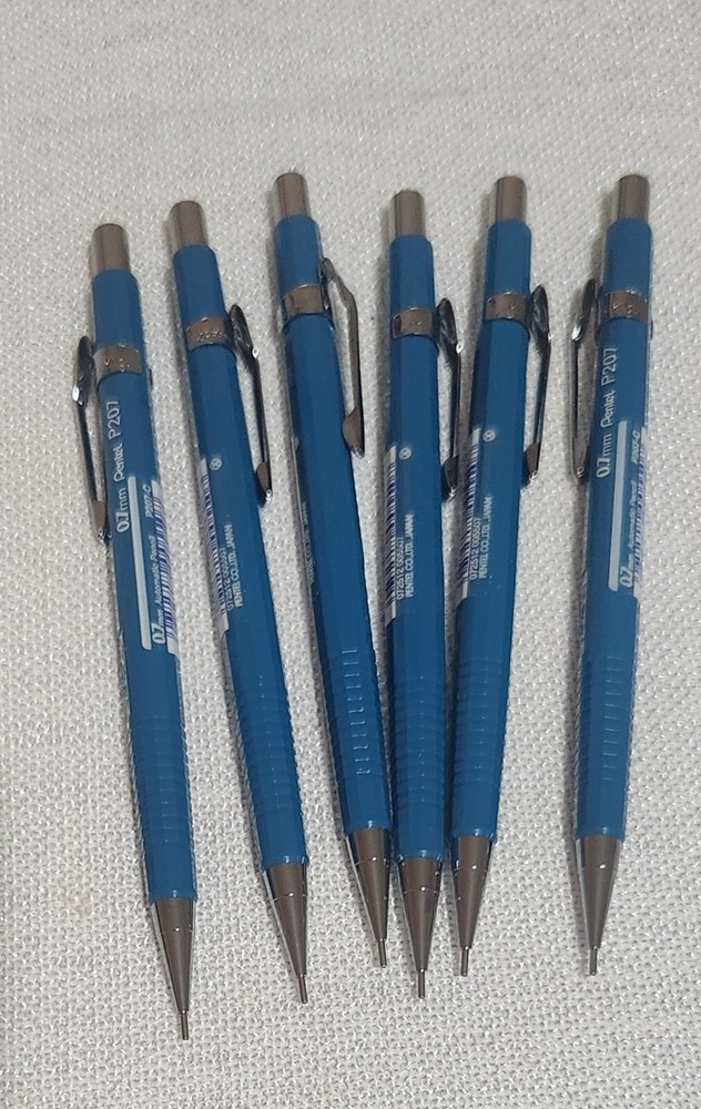6 Pentel SHARP P207 Automatic pencil eraser Blue Barrel Refillable lead 0.7 mm
