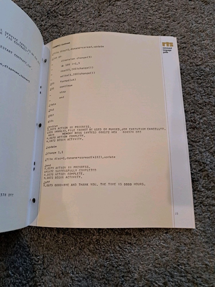 1968 ITT Data Services RTS Command Language Guide Manual