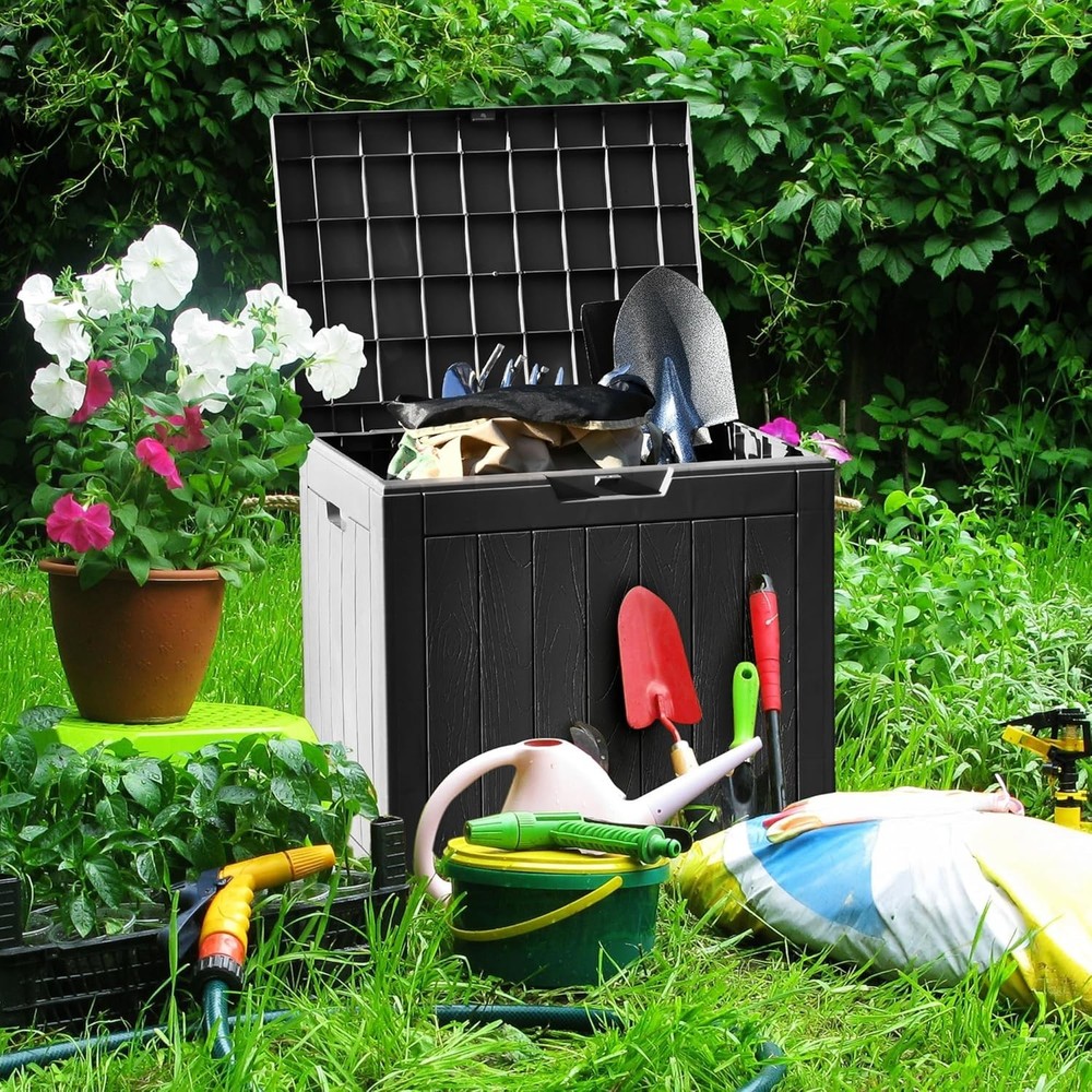 30 Gallon Waterproof Deck Box with Lockable Lid for Outdoor Storage Solutions