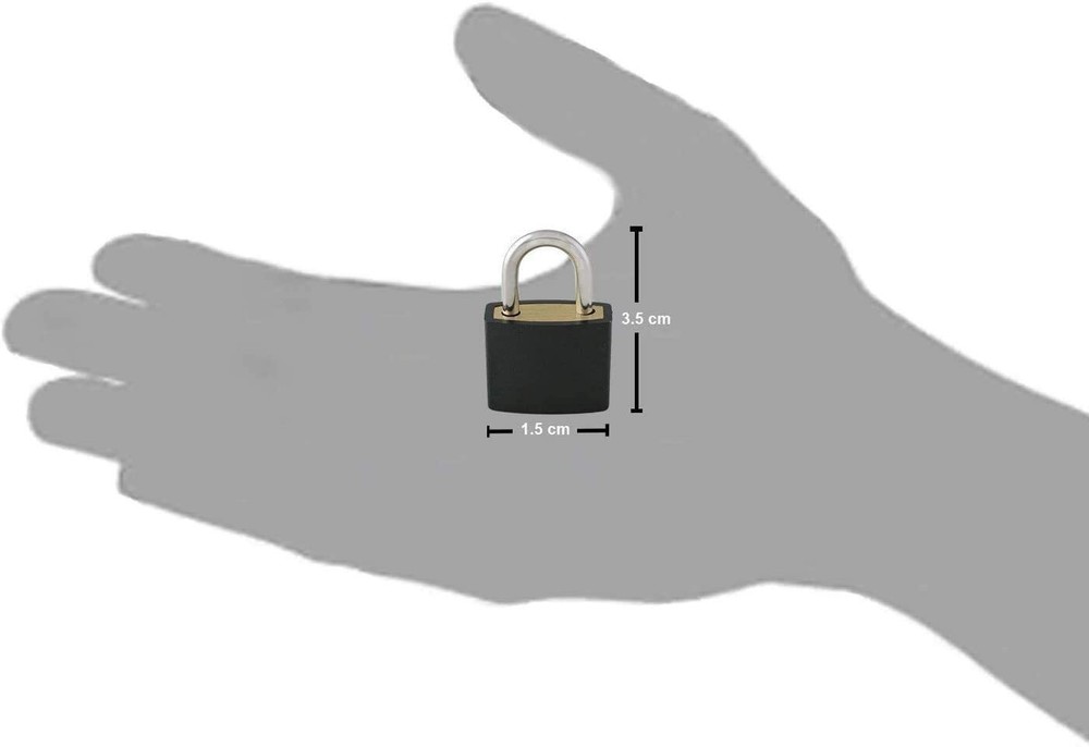 Small Mini Durable ABS Cover Solid Brass Body Individually Keyed Padlock 3pc BLK