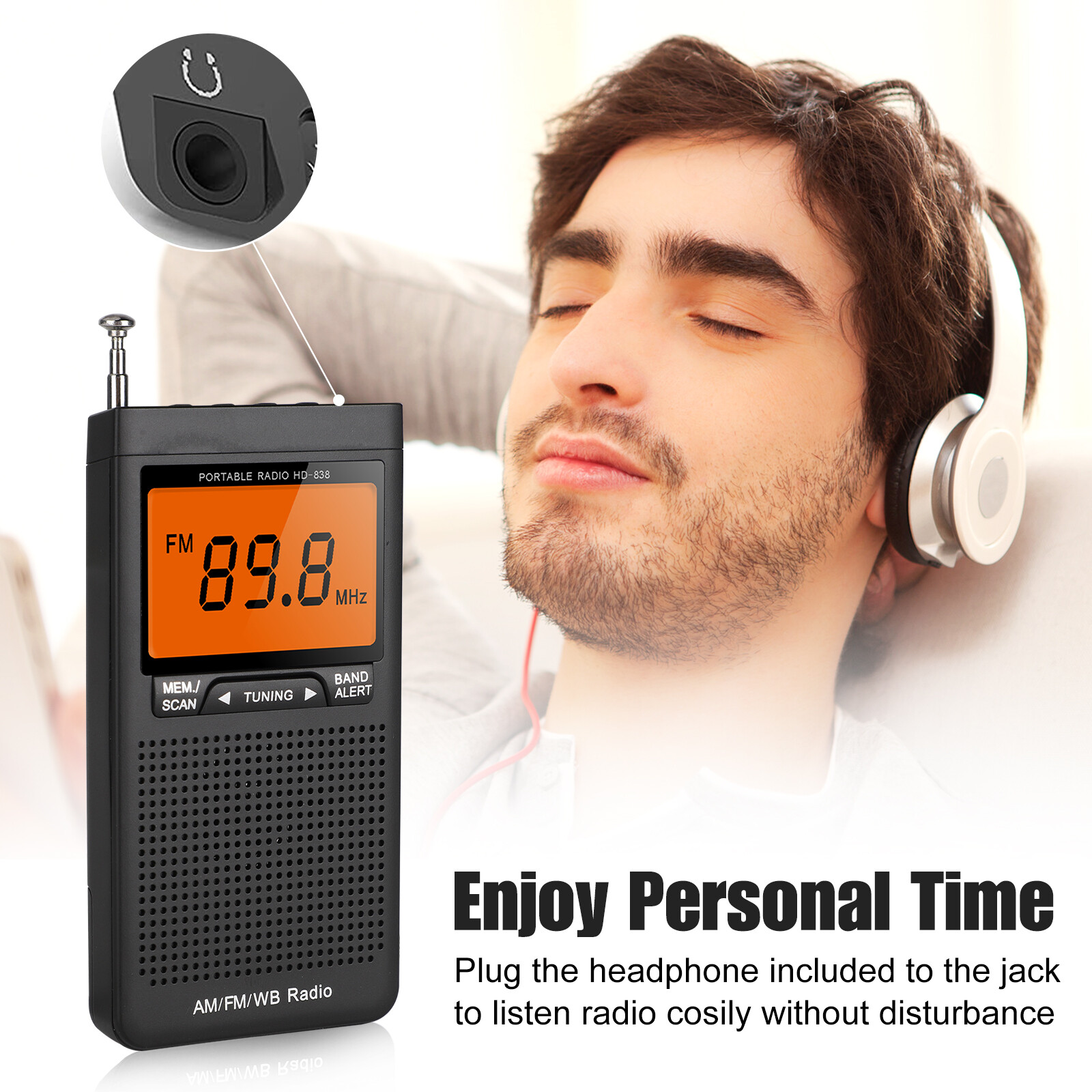 Emergency Pocket AM FM NOAA Weather Band Radio Auto-Search Receiver LCD Screen