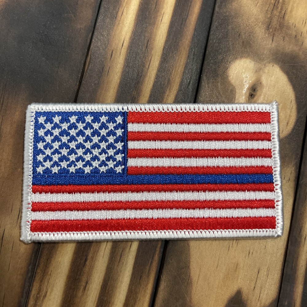 Full Color Thin Blue Line American Flag Patch, White Borders
