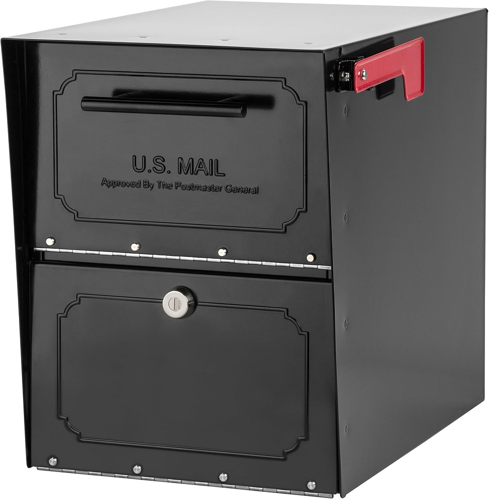 Oasis Classic Locking Post Mount Parcel Mailbox with High Security, Black