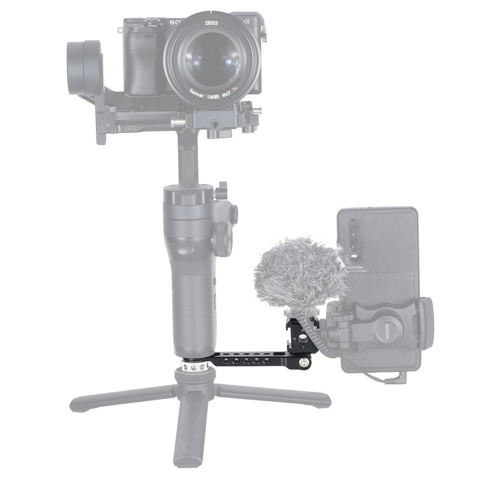 Niceyrig Extension Base Plate Bracket with Tiltable Tri Cold Shoe Mounts Adaptor