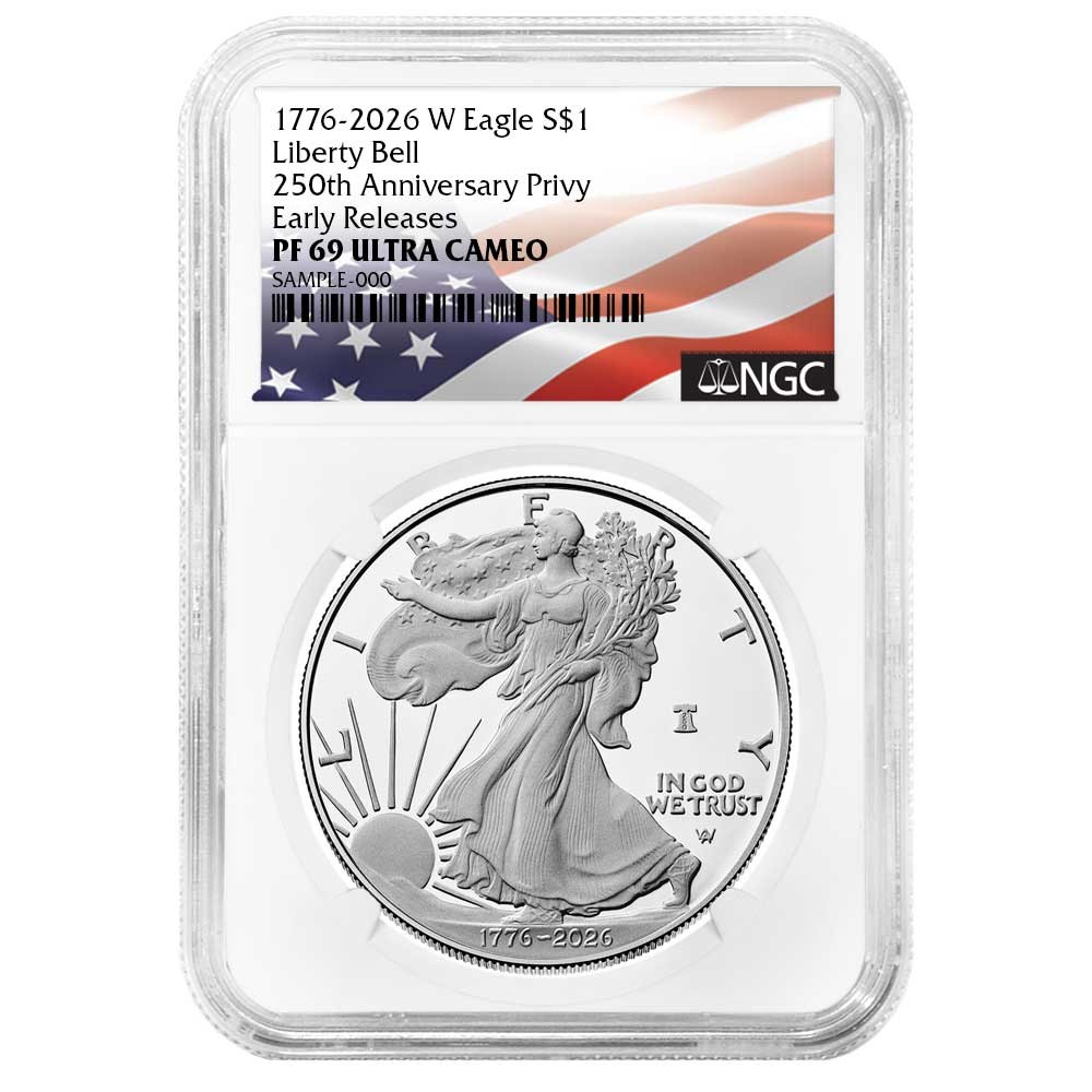Presale - 2026-W Proof $1 American Silver Eagle NGC PF69UC ER Flag Label